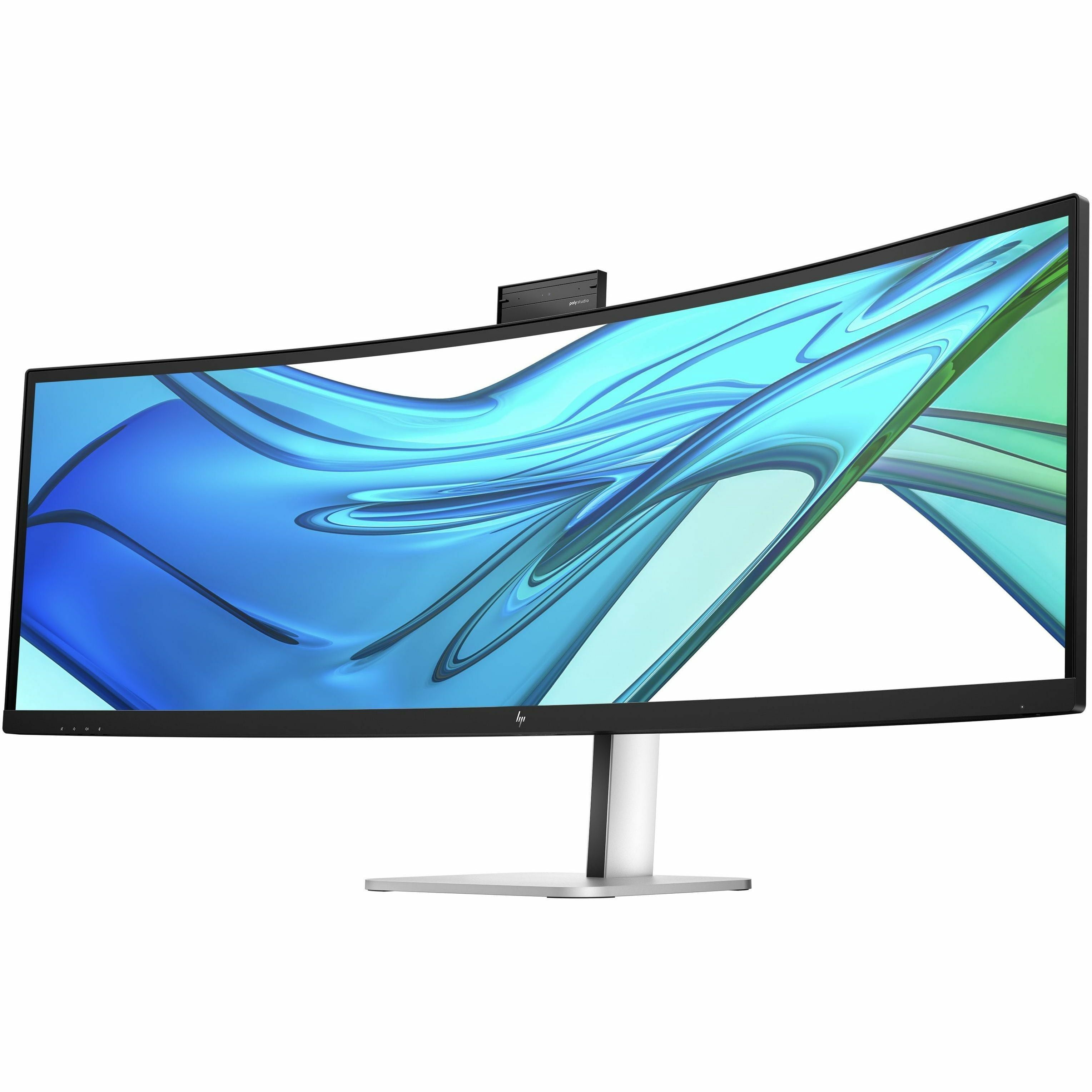 HP 549pm 49" Class Webcam Dual Quad HD (DQHD) Curved Screen LED Monitor, 32:9, Black, Silver