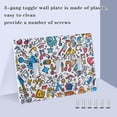 thumbnail image 3 of Yayeee Toggle Light Switch Wall Plate 2-Gang 4.56"x4.48" Decorative Outlet Cover, Doodle Pattern, 3 of 7