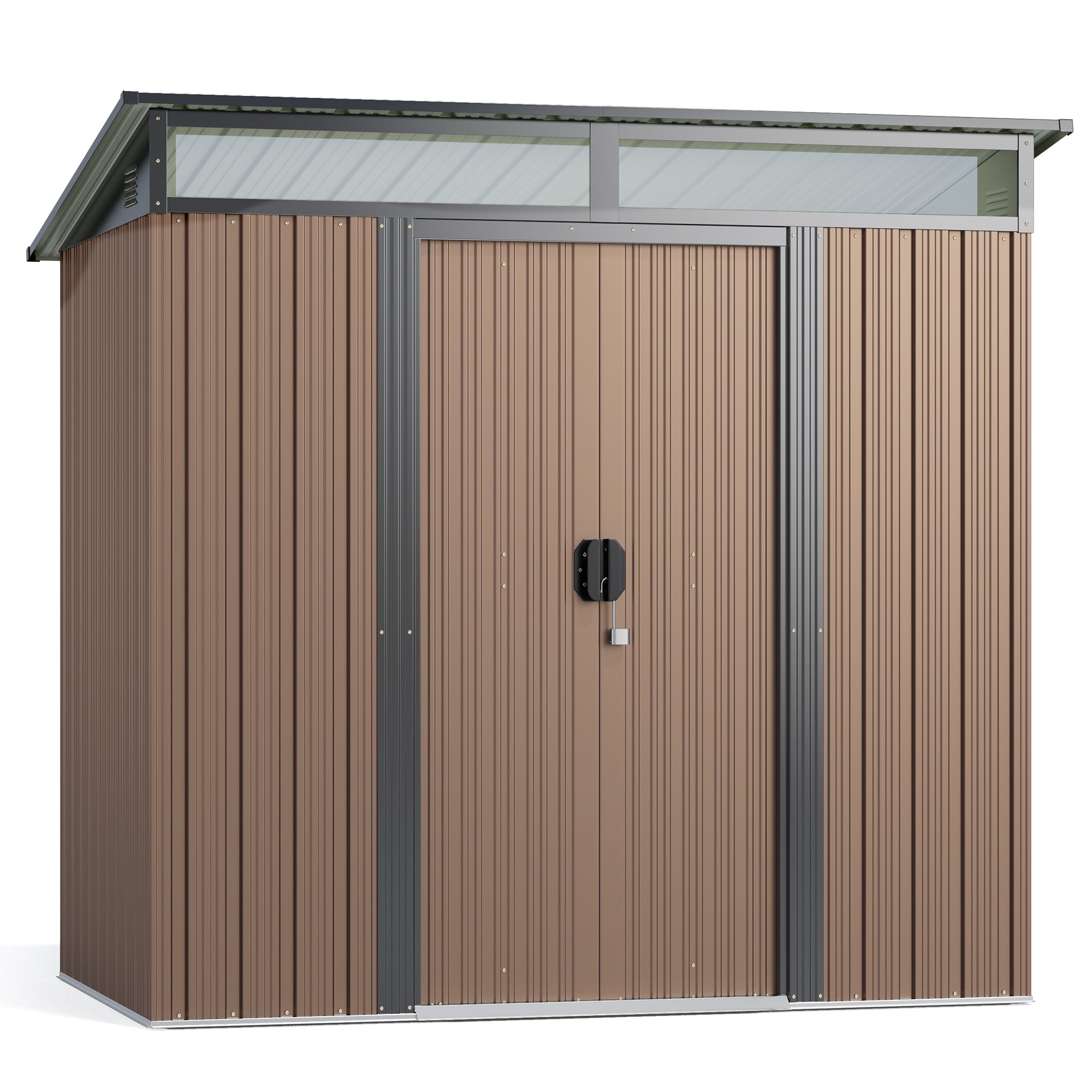6' x 4' Storage Shed with Sliding Doors and Transparent Panel Windows - Ideal for Backyard and Garden, Grey