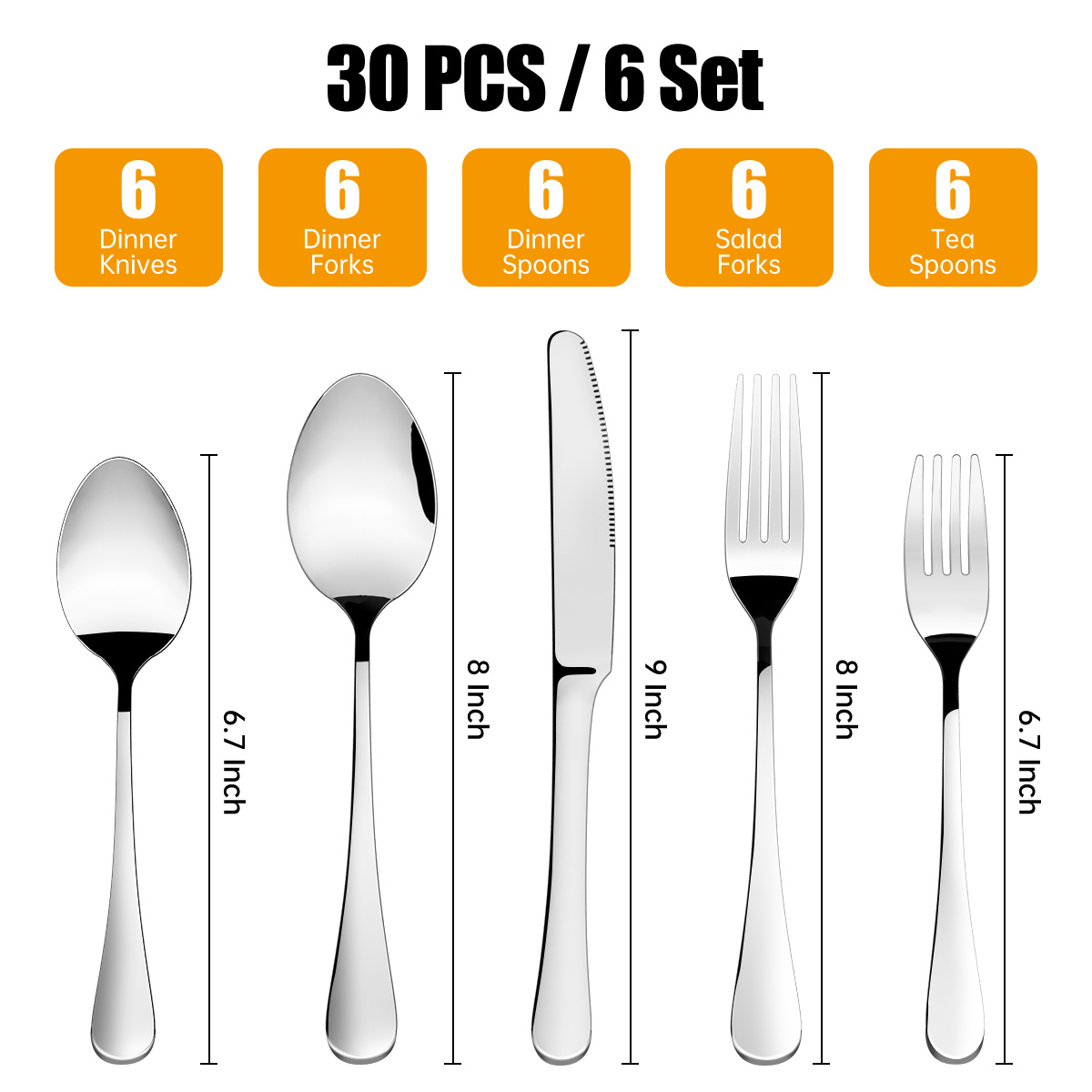 GPED 30-Piece Stainless Steel Silverware Set, Service for 6 photo 4
