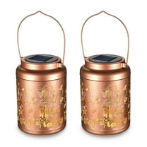 LAGarden Mushroom Solar Lantern Outdoor Hanging Waterproof Metal Decor Light Christmas Gifts Yard Patio Porch 2Pack