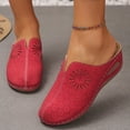 thumbnail image 2 of Womens Orthopedic Sandals Hollow out Mules Closed Round Toe Slip on Summer Slides Comfortable Platform Low Wedge Walking Shoes Red Size 7, 2 of 6