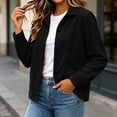thumbnail image 6 of Ovzne Women's Corduroy Shacket Button Down Jacket Lapel Collar Long Sleeve Coat with Pockets Relaxed Fit Casual Outerwear,Black Jackets for Women, 6 of 8