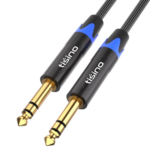 TISINO Cable TRS de 6,35 mm, trenzado de nailon de 6,35 mm, cable de audio balanceado, macho a macho