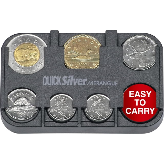 shiyou-Quick Silver Coin Dispenser, Coin Holder for Canadian Coins, Car Accessories for Clutter-Free Storage, Alternative to Coin Purse for Automotive Vehicles, Pockets, or Purses, Black