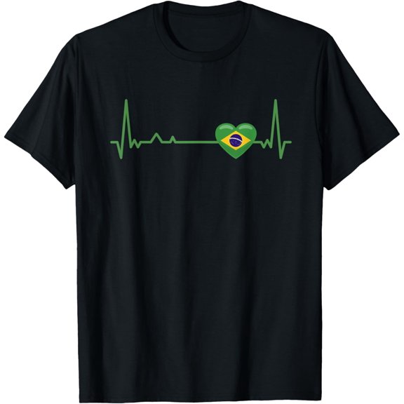 Heartbeat Brazil Flag Soccer Fan teeT-Shirt