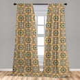 thumbnail image 4 of Ambesonne Traditional Curtains, Oriental Blossom Print, Pair of 28"x63", Dark Cadet Blue Umber, 4 of 4