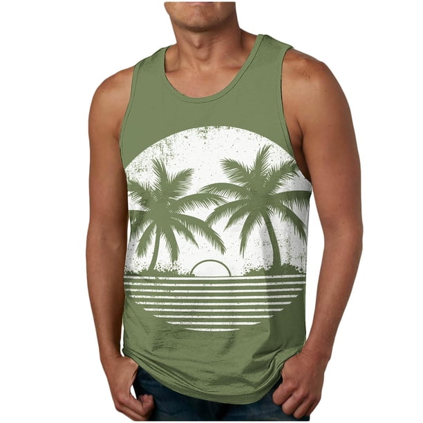 Hombres Moda Casual sin Mangas Impresión Suéter Cuello Redondo Tanque Deportivo