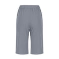 thumbnail image 3 of AherBiu Summer Shorts for Women Knee Length Cotton Linen Drawstring High Waisted Lounge Short with Pockets, 3 of 6