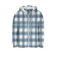 thumbnail image 5 of Zedker Casual Plaid Prints Drawstring Zipper Hooded Jackets Classic Women's Long Sleeve Fall Winter Ribbed Kniited Tops with Pockets,Light Blue,S, 5 of 8