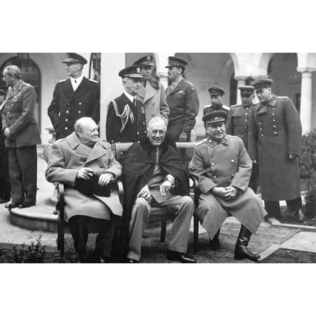 24x36 gallery poster, Sir Winston Churchill, President Franklin Roosevelt, and Stalin at the Yalta Conference, February 1945