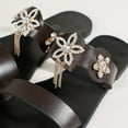 thumbnail image 4 of Anuirheih Fashion Casual Large Size Flat Bottom One-Line Flower Rhinestone Decoration Women's Slippers Sandals Women (Brown), 4 of 8