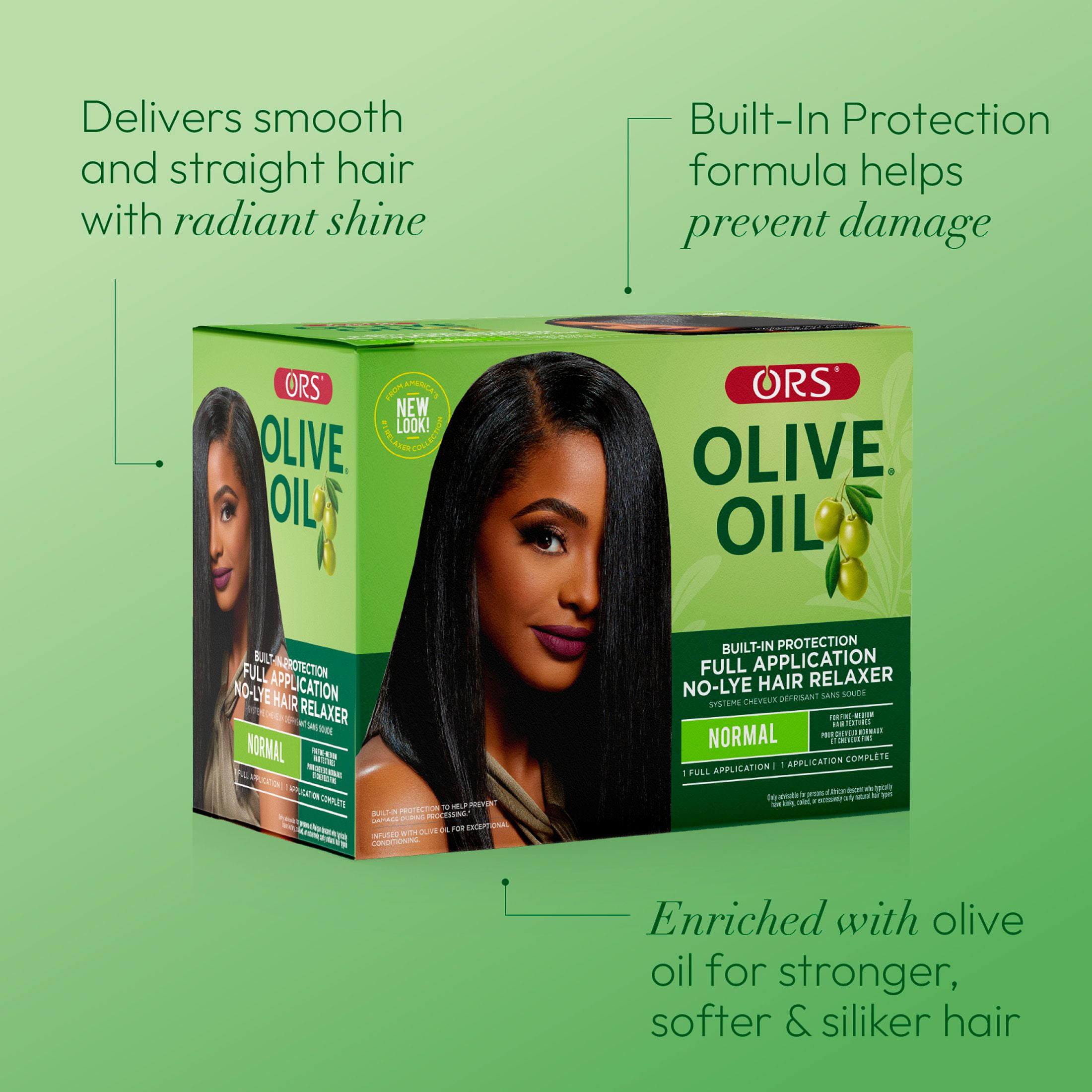 ORS Olive Oil Built-in Protection No-Lye Relaxer, Normal, for Fine to Medium Hair, 1 Application