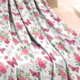 thumbnail image 3 of White Pink Butterfly Flower Pattern Blanket,Comfortable Soft Flannel Throw Blanket,All Season,Warm Lightweight Blankets for Sofa Bed Couch Living Room Chair,30"x40", 3 of 4