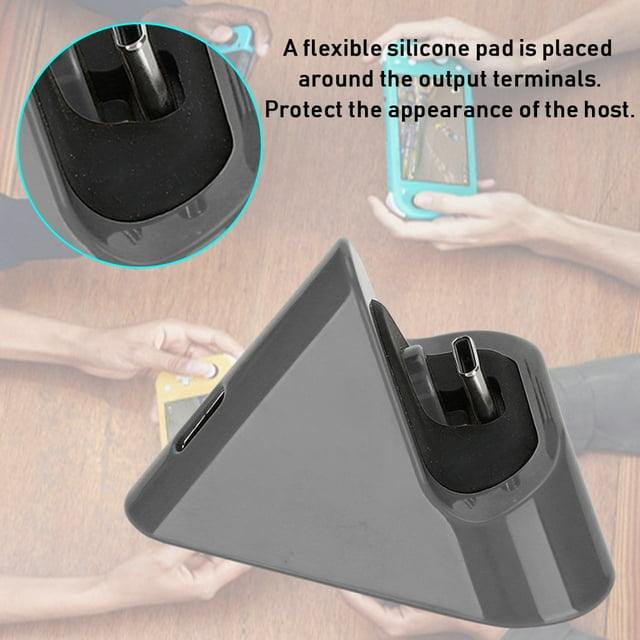 Metal Bottom Charger for Switch / Lite Host with Type C Charging Base, Stable Weight, Flexible Silicone Pad, ABS Material