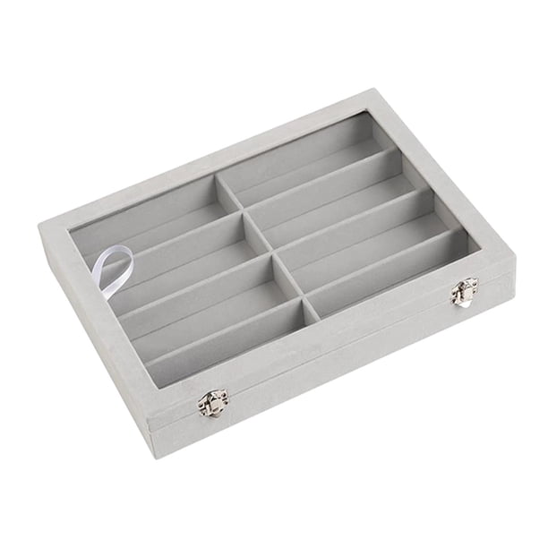 Vitrina para gafas, organizador de gafas de sol, almacenamiento para escritorio, viajes y dormitorio. Gris