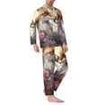 thumbnail image 2 of Fotbe Romantic Flower Fox Pattern Long Sleeve Pajama Set for Men,Sleepwear Set,2-piece Loungewear Set,Soft PJs Comfy Nightwear with Pockets-Medium, 2 of 7