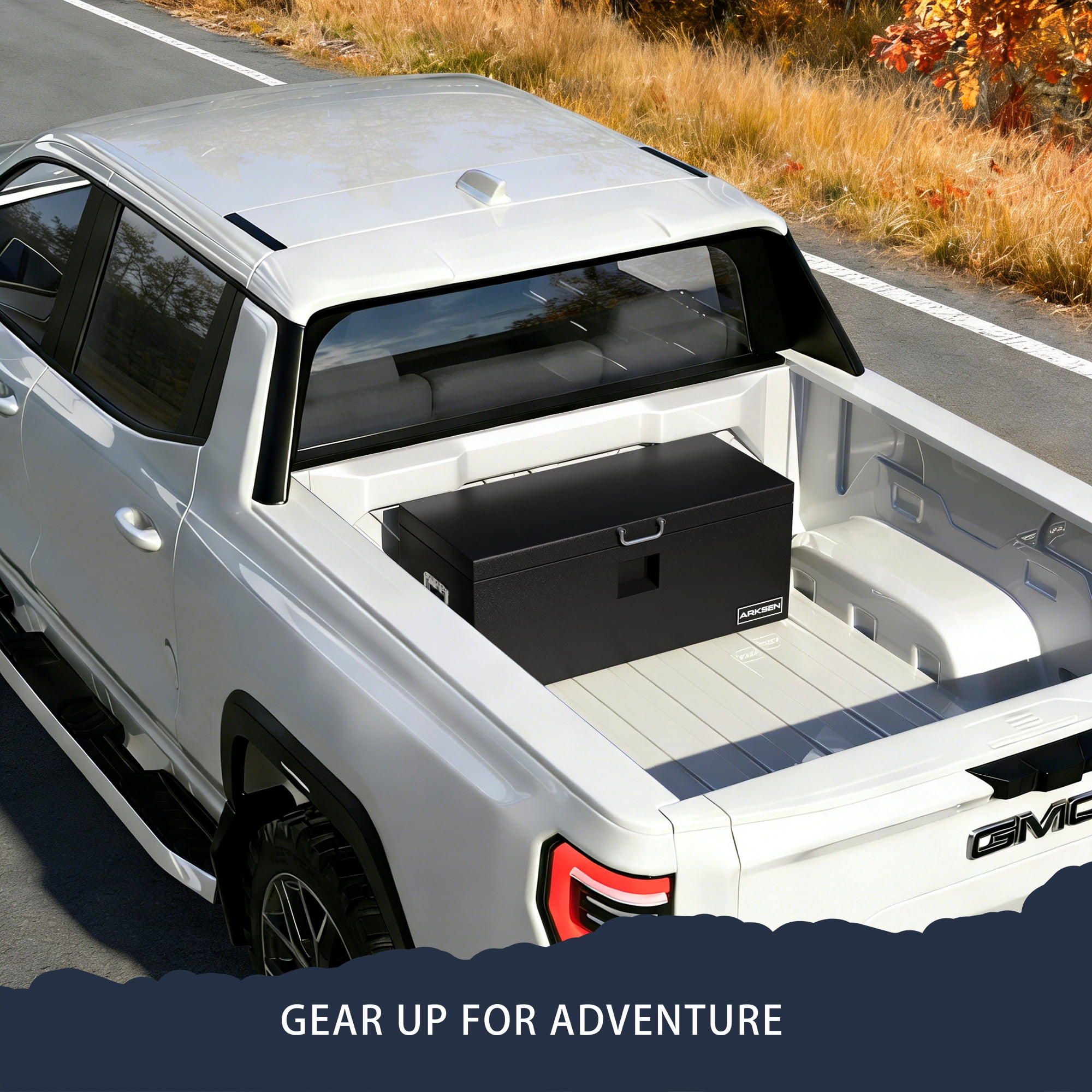 ARKSEN 36 x 15 x 15 Inch Steel Truck Bed Tool Box, Heavy Duty Weather-Resistant Utility Storage Chest for Pickup Trucks, Trailers & RVs, Black