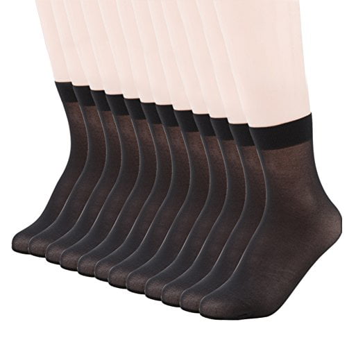 MANZI 12 pairs Nylon Pantyhose Socks Ankle Sheer Hosiery 