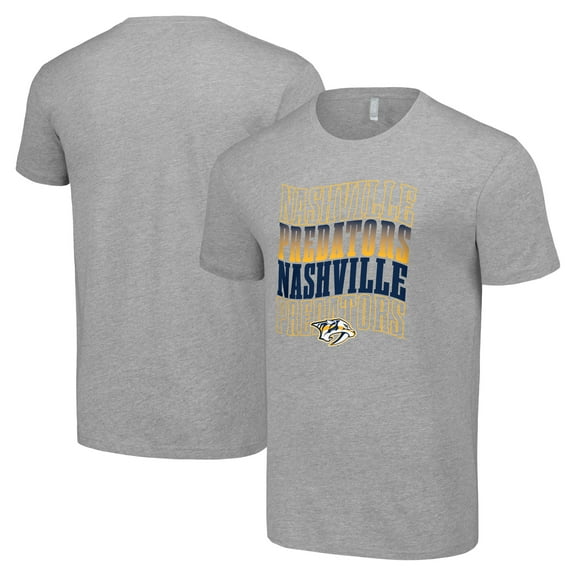 Men's Starter Heather Gray Nashville Predators Four Team Name Logo T-Shirt