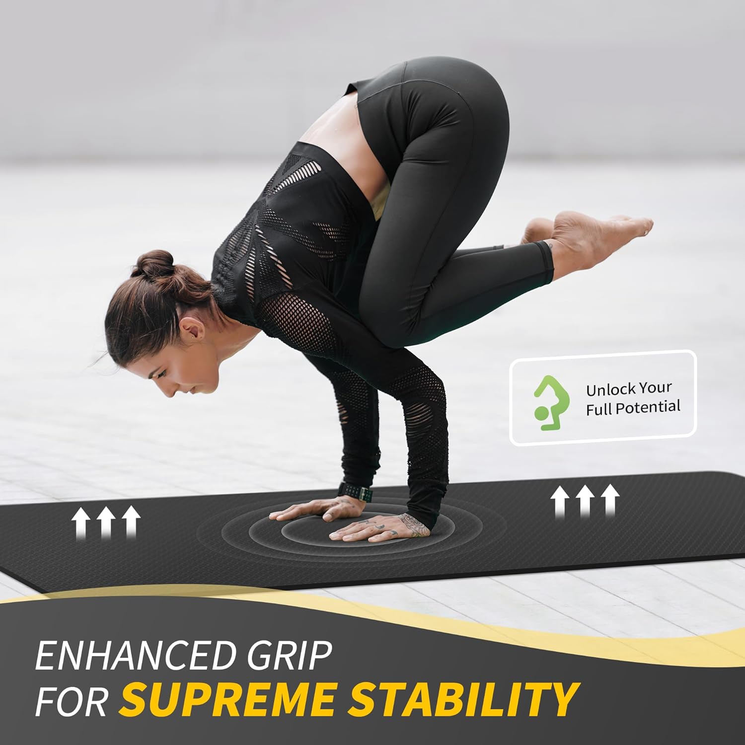 Cambivo 6mm Eco-Friendly Yoga Mat 72" × 24" Black photo 3