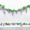 thumbnail image 4 of Viworld 2Pcs 6Ft/Piece Artificial Flowers Wisteria Garland Artificial Wisteria Vine Hanging Flower Greenery Garland for Home Garden Outdoor Wedding Arch Floral Decor (Purple), 4 of 7