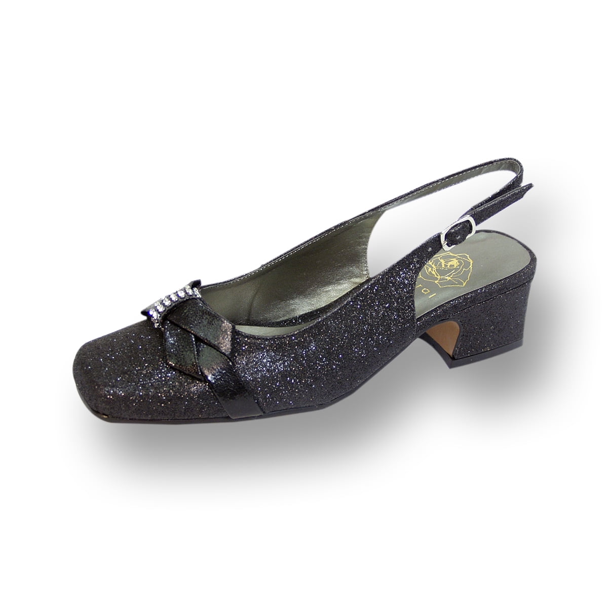 wide width black block heels