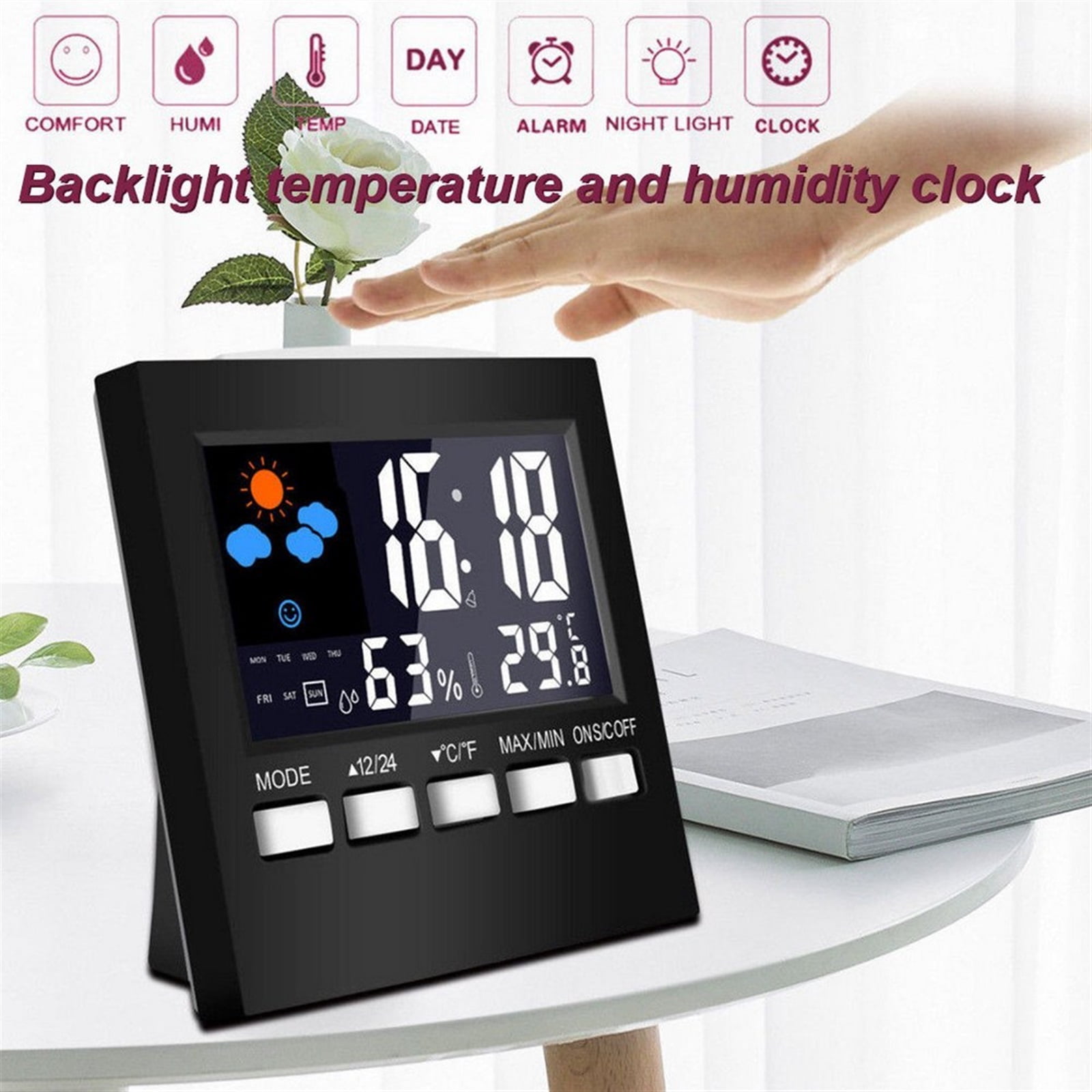 LCD Digital Thermometer Weather Station Clock Alarm Clock Calendar Room Home Hygrometer Termometer Temperature Humidity Meter