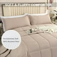 thumbnail image 3 of California  Comforter Set 120x120,   Size Quilts 3 count Lightweight Reversible Down Alternative Comforter for  Season with 8 Corner Tabs Beige, 3 of 6
