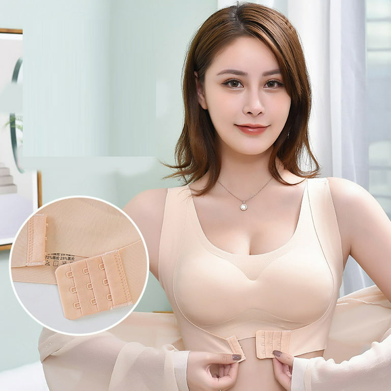 SELONE Everyday Bras for Women Push Up No Underwire Plus Size Front Closure  Clip Zip Front Snap Front Hook Close Everyday for Elderly Sagging Breasts  Soild Wire Free One Piece Front Buckle