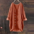 thumbnail image 2 of BiZtdJrK Lightweight Cardigans for Women Oversized Bohemian Linen Long Shirts Button Down V Neck Kimono Fall Cover Ups Brown S, 2 of 6
