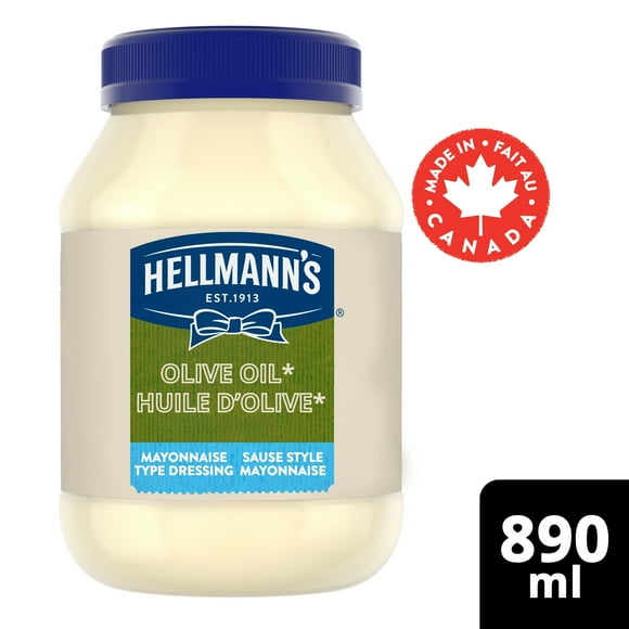 Hellmann's Light With Olive Oil Mayonnaise Type Dressing, 890 mL, Extra Virgin Olive Oil Light Mayonnaise, ½ the fat
