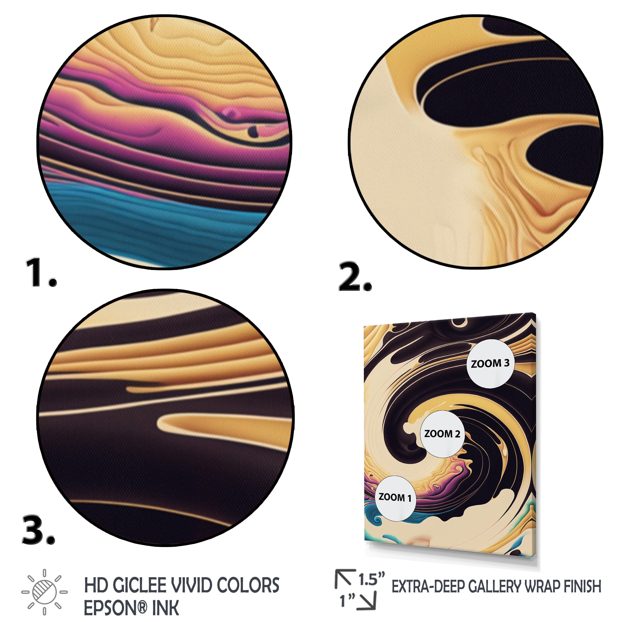 Designart Purple, Gold And Blue Swirl I Canvas Wall Art