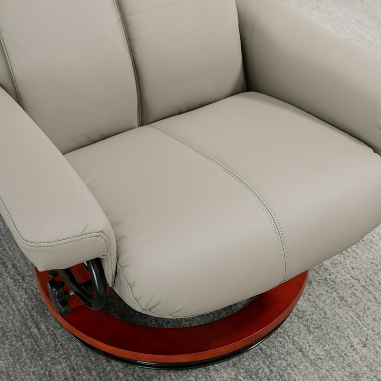 HOMCOM Recliner Chair with Ottoman 360A Swivel Reclining Chair with Wood Base and Matching Footrest Grey