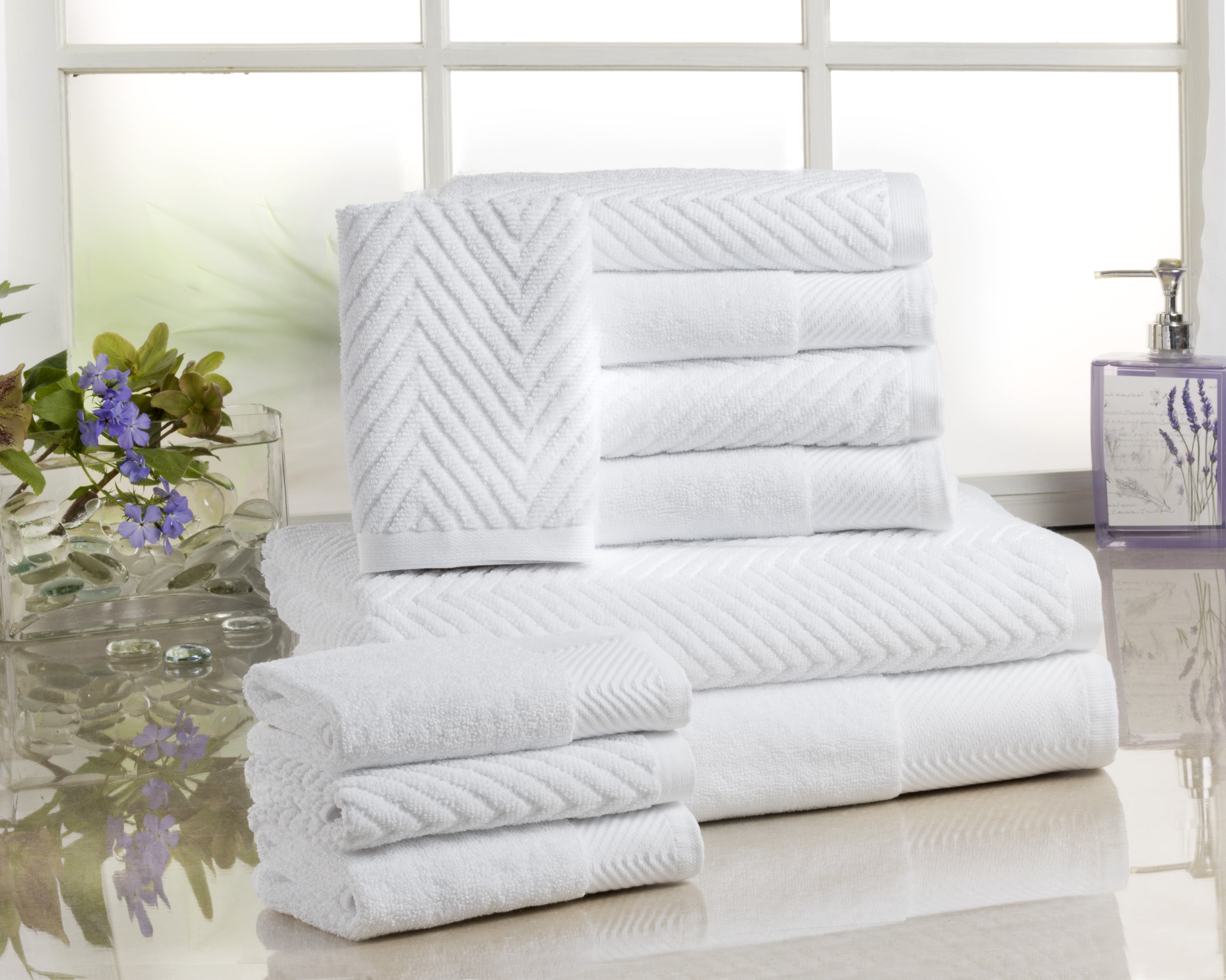 Addy Home Premium Chevron 10 Piece Bath Towel Set (2 Bath, 4 Hand & 4