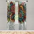 thumbnail image 2 of Ambesonne Modern Curtains, Jumble Tones Floral Oriental, Pair of 28"x63", Pale Grey Multicolor, 2 of 2