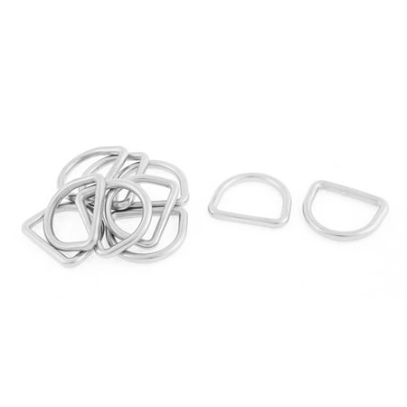 Unique Bargains Luggage Handbag Belt Stainless Steel D Shaped Buckles Ring Hooks 10 Pcs