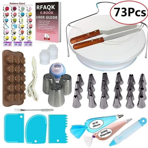 73Piece Cake Decorating Supplies Kit for Beginners 24 Icing Piping