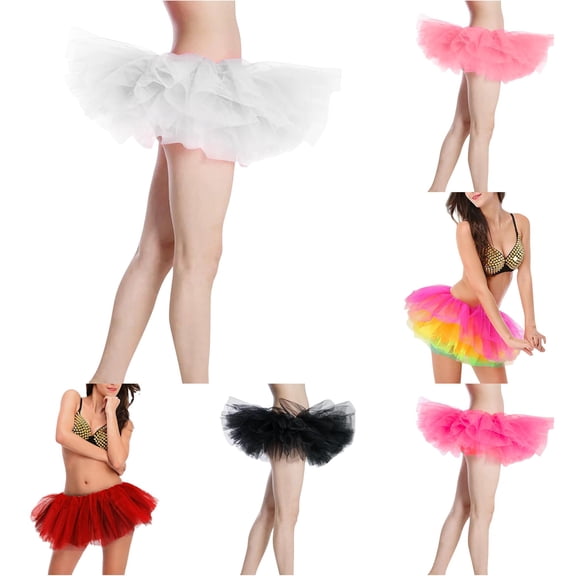Women's Tutu Skirt Adult Dance 5 Mesh Solid Layered Performance Ballet Practice