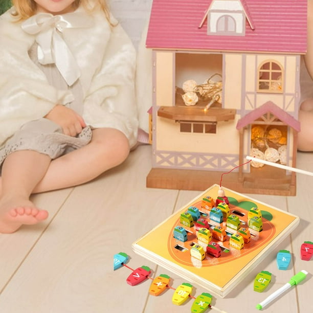 Caja de juguetes de bloques de construcción multifuncional 9 en 1 para niños: rompecabezas interactivo educativo con emparejamiento de letras, números, pesca y pintura.