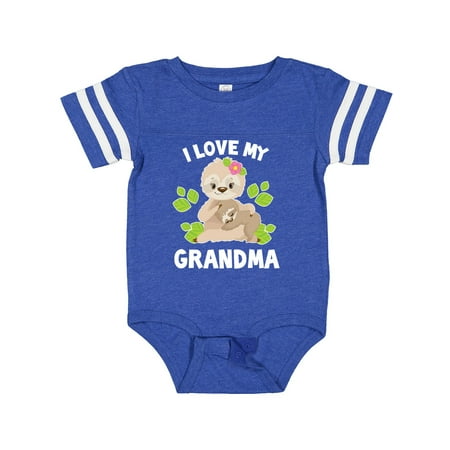 

Inktastic Cute Sloth I Love My Grandma with Leaves Gift Baby Boy or Baby Girl Bodysuit