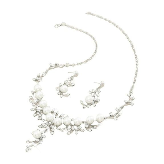 Sophisticated Wedding Jewelry Set Clear Rhinestones Pendant Necklace Drop Earrings Party Jewelry Set for Wedding Party