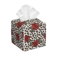 thumbnail image 1 of Fotbe Leopard Print Rose Porta Pañuelos Decorativo de Cuero, Caja Cuadrada Moderna para Pañuelos Faciales, Organizador y Dispensador 5x5x5'', 1 of 7