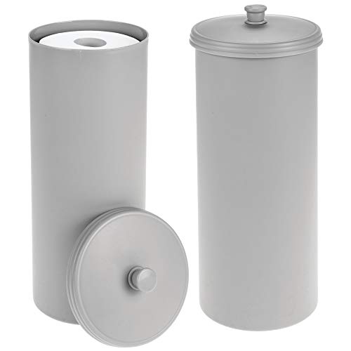 mDesign Plastic Free Standing Toilet Paper Holder Canister Storage