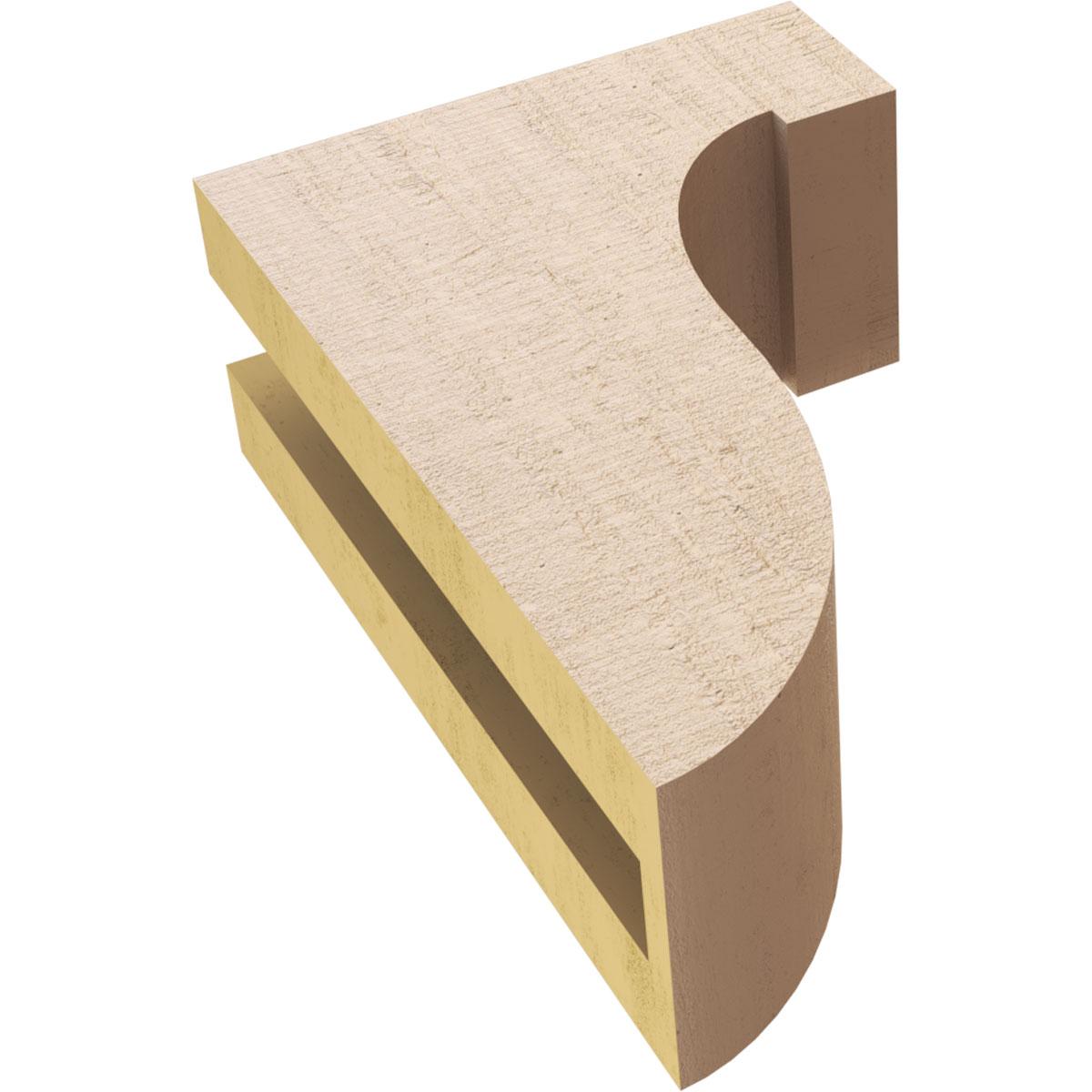 3"W x 6"D x 9"H Classic Del Monte Rough Cedar Woodgrain TimberThane Corbel, Primed Tan