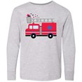 thumbnail image 3 of Inktastic 4th of July Firetruck with Red and Blue Stars Long Sleeve Youth T-Shirt, 3 of 5