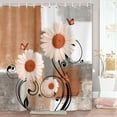thumbnail image 5 of Rustic Farmhouse Shower Curtain,Farm Orange Daisy Floral Flowers and Butterfly on Country Wooden Shower Curtain for Bathroom,Orange Gray Shower Curtain with 12 Hooks,54X70in, 5 of 6
