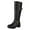 Black, variant on Knee High Riding Boots Women Vintage Leather Buckle Strap Chunky Heel Dress Long Boots Side Zipper Round Toe Tall Motorcycle Boots Yellow 9