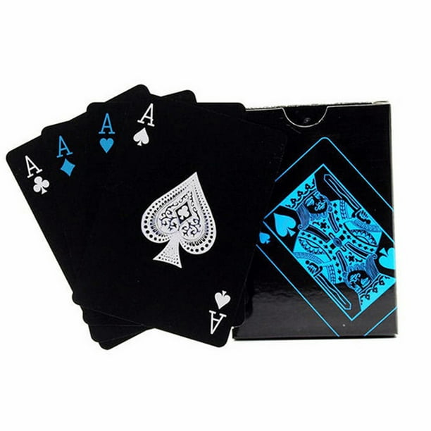 Jeu de 54 Cartes de Poker étanche, Carte Plastique, Jeu Société, Noir Or  Argent