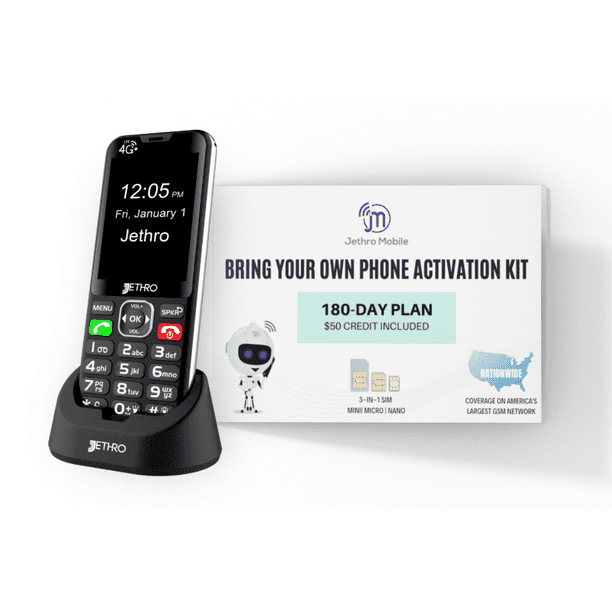 Jethro SC490 EasytoUse Cell Phone for Seniors and Kids with 180 Days